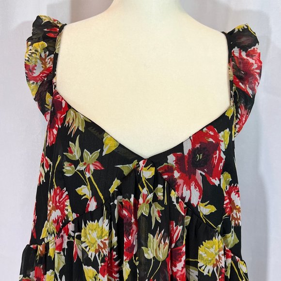 NWT Volcom Black Red Floral Maxi Dress Size Small - Picture 3 of 11